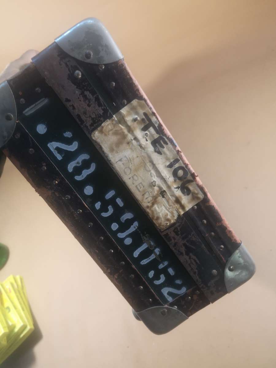 Vintage Antique Metal, Wood & Leather Suitcase (Briefcase size)