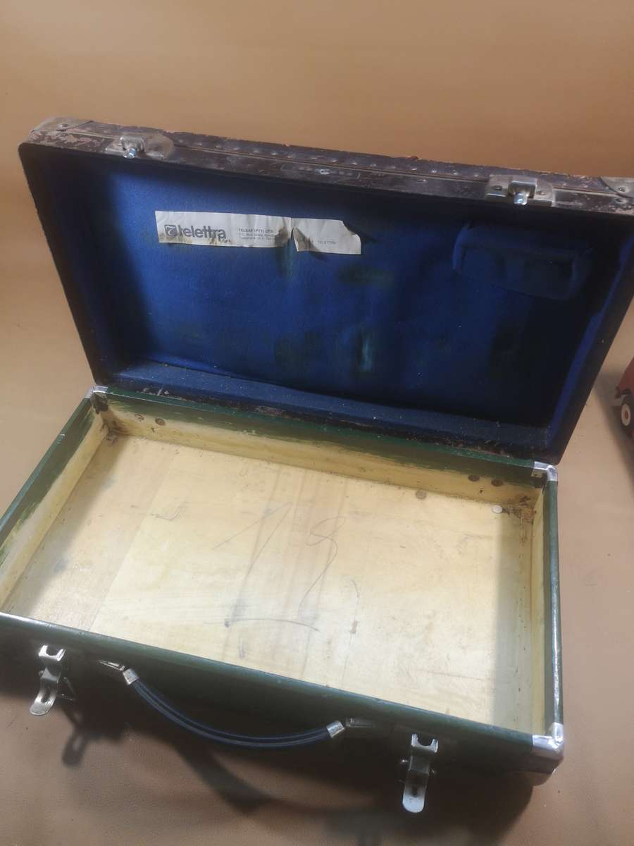 Vintage Antique Metal, Wood & Leather Suitcase (Briefcase size)