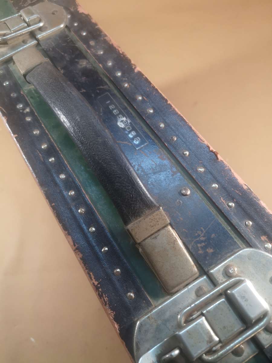 Vintage Antique Metal, Wood & Leather Suitcase (Briefcase size)