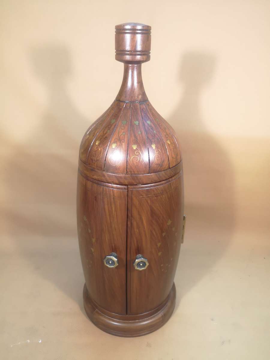 Magnificent Antique Mahogany With Bronze Inlays French Champagne Bottle Bar Cabinet