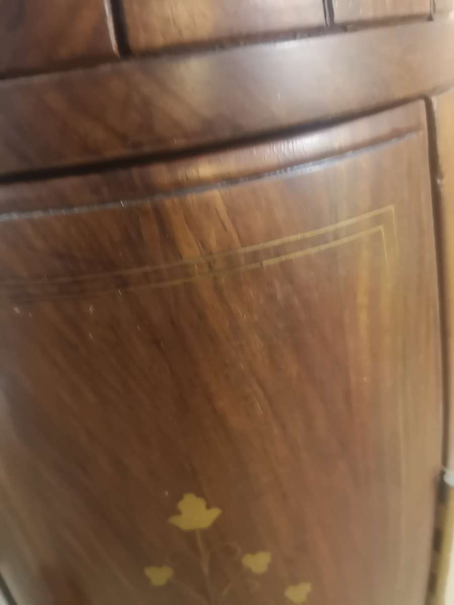 Magnificent Antique Mahogany With Bronze Inlays French Champagne Bottle Bar Cabinet