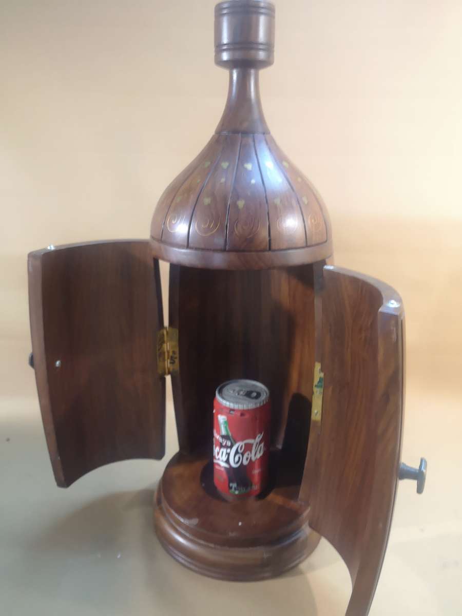 Magnificent Antique Mahogany With Bronze Inlays French Champagne Bottle Bar Cabinet