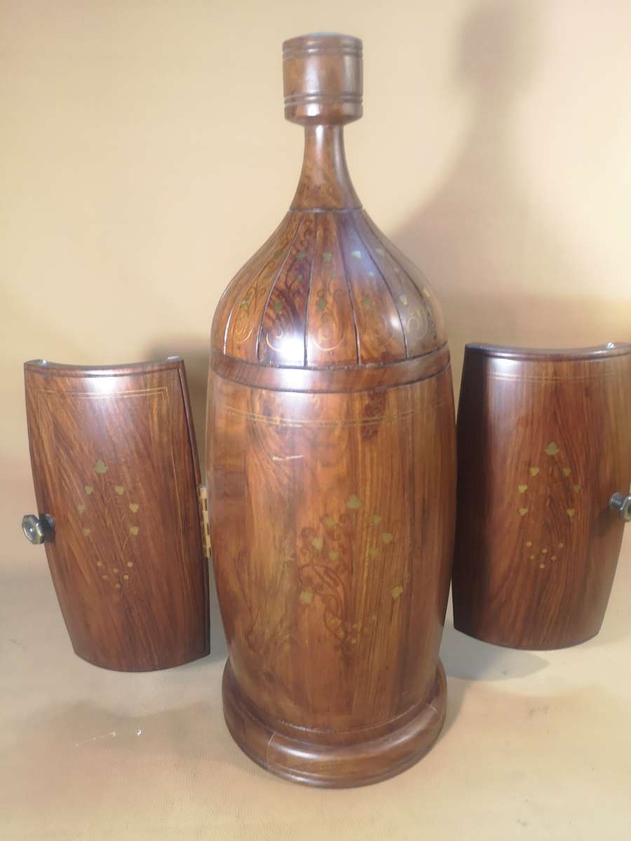 Magnificent Antique Mahogany With Bronze Inlays French Champagne Bottle Bar Cabinet