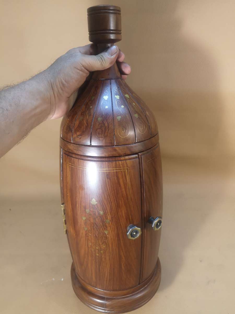 Magnificent Antique Mahogany With Bronze Inlays French Champagne Bottle Bar Cabinet