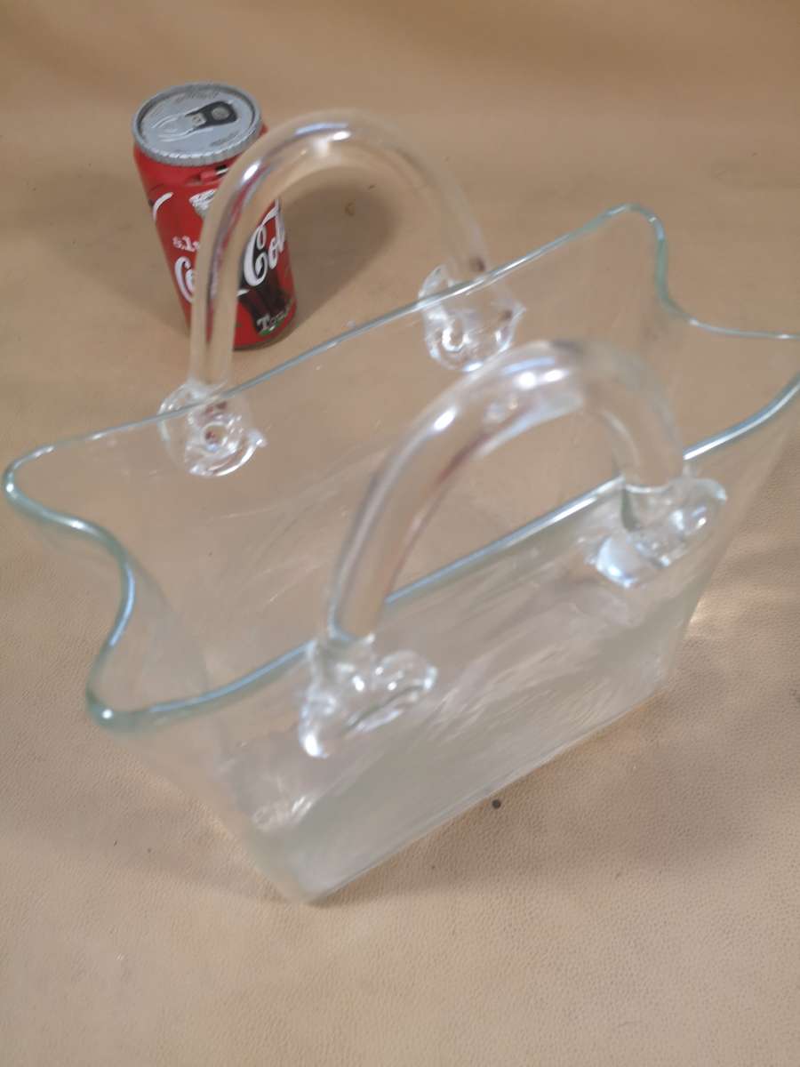 Beautiful Large Art Glass Handbag Flower Vase