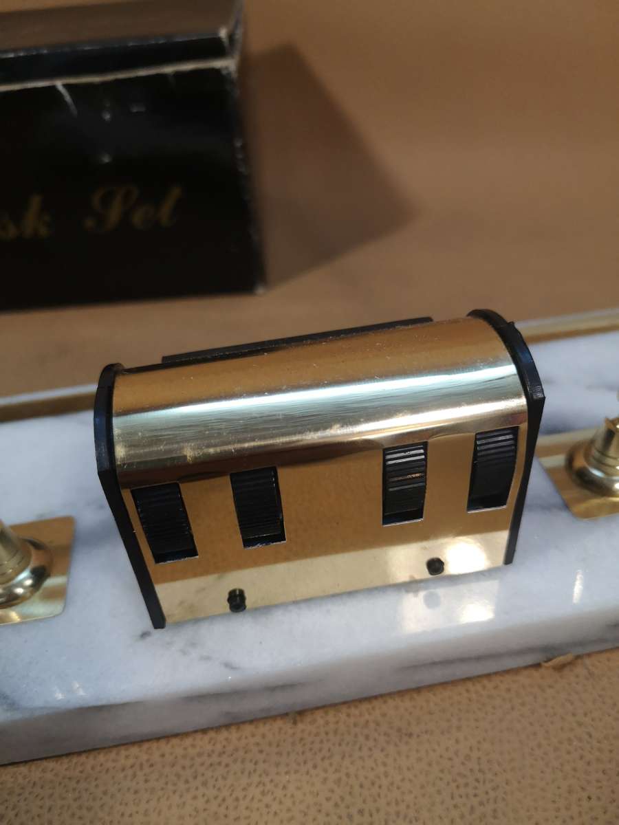 Vintage Marble Base Perpetual Calendar - Pen Desk Set