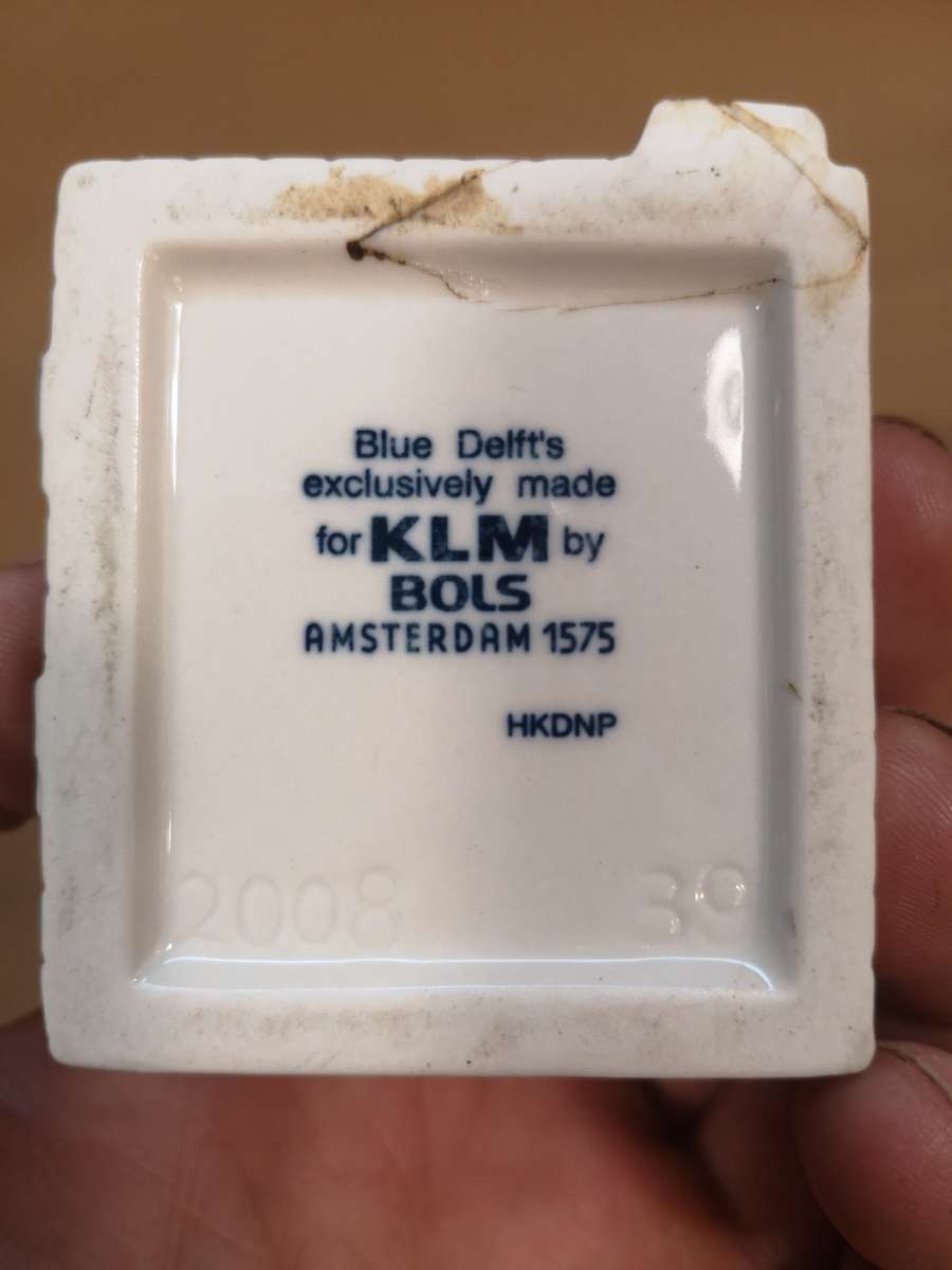 Vintage KLM Airlines Souvenir Bols Delft House #39 (Sealed Full)