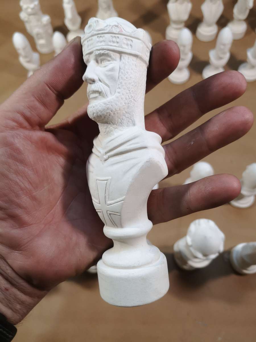 Giant Ceramic Bisque 32 Piece LARGE Duncan Chess Set - Ready to Paint - UNPAINTED