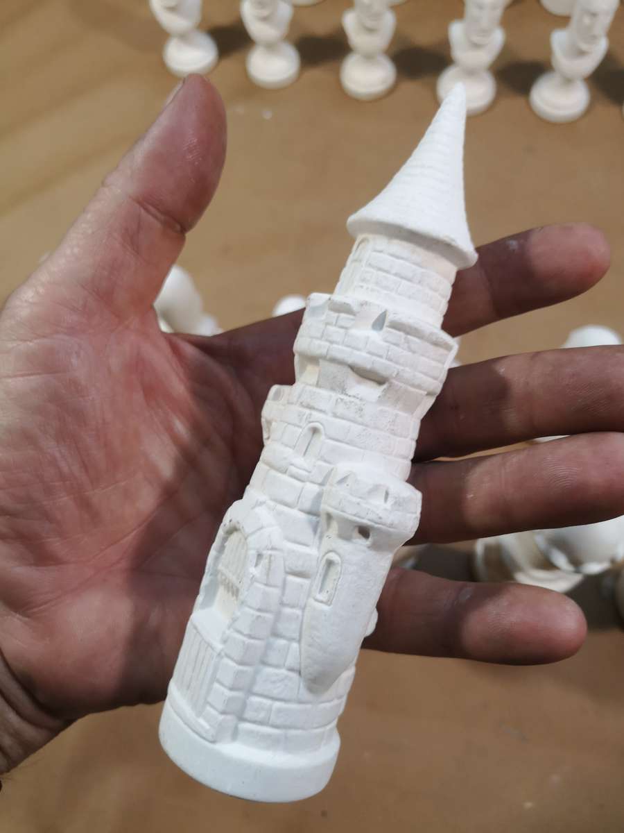 Giant Ceramic Bisque 32 Piece LARGE Duncan Chess Set - Ready to Paint - UNPAINTED