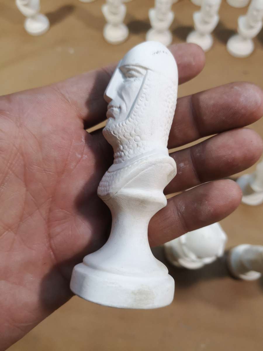 Giant Ceramic Bisque 32 Piece LARGE Duncan Chess Set - Ready to Paint - UNPAINTED