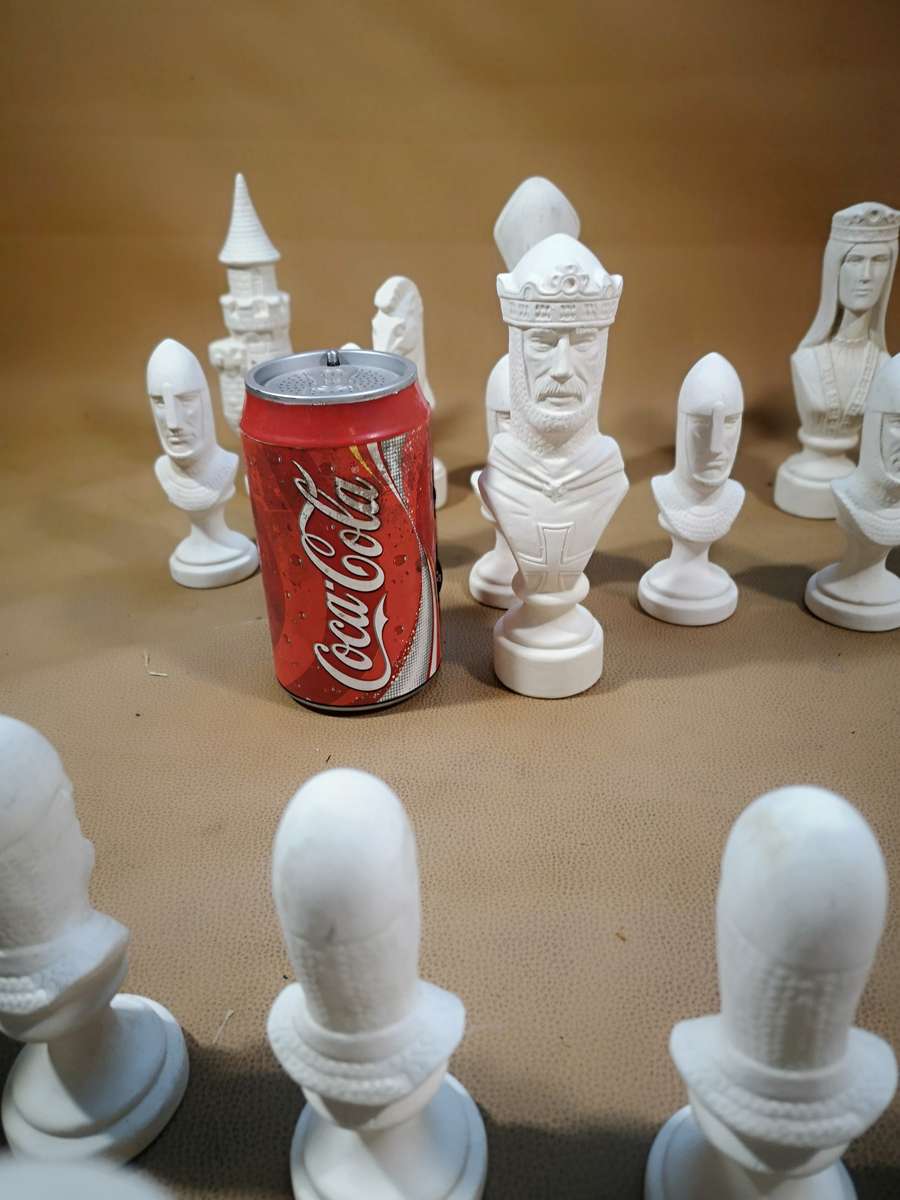 Giant Ceramic Bisque 32 Piece LARGE Duncan Chess Set - Ready to Paint - UNPAINTED