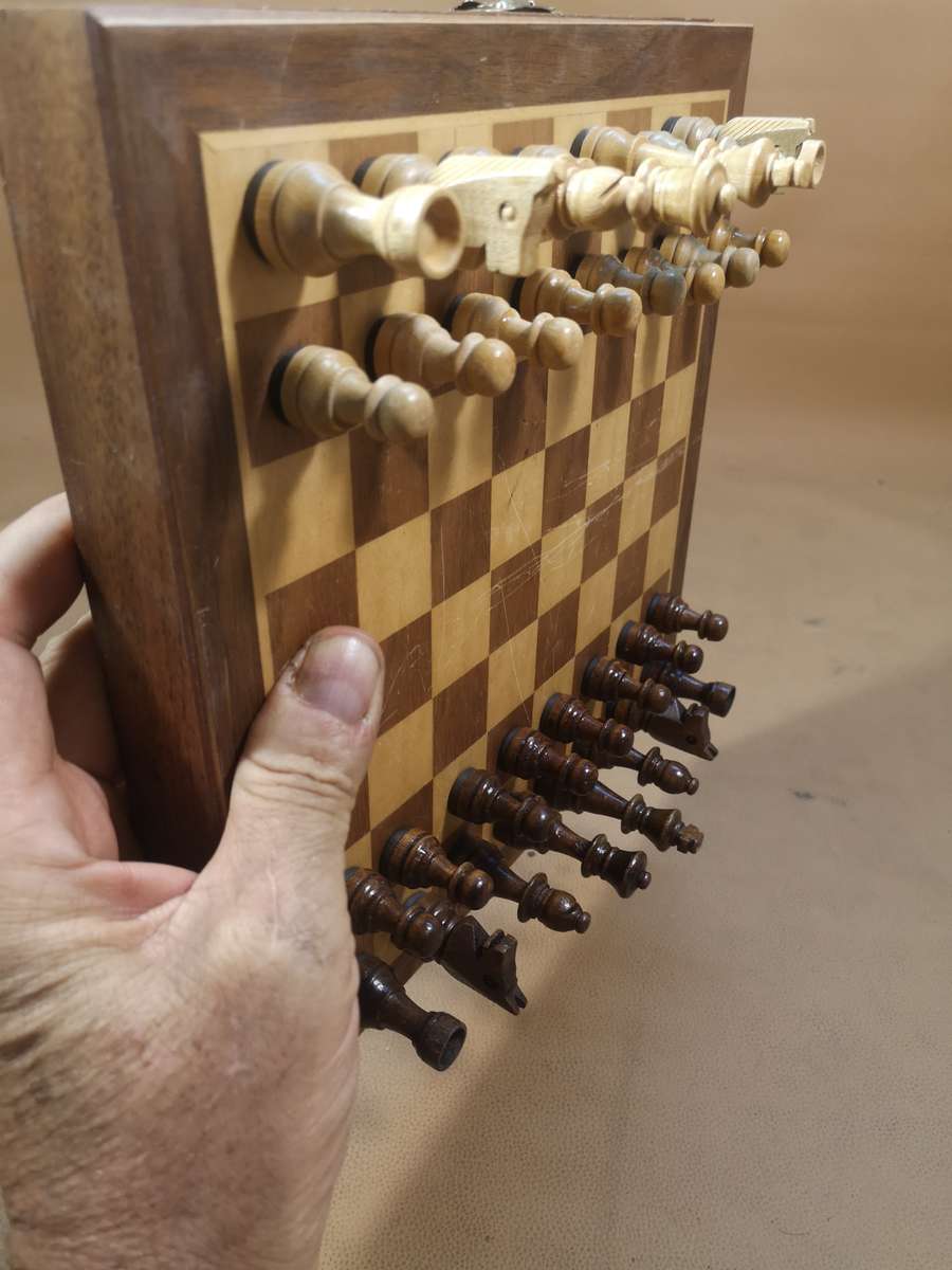 Magnificent Walnut Magnetized Chess Set With Staunton Wood Chessmen