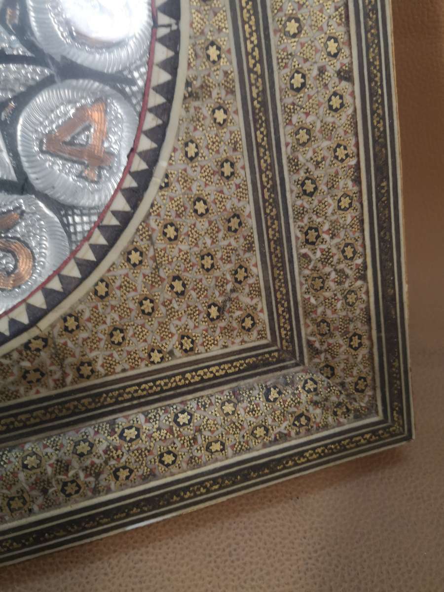 Handcrafted Persian Wooden Wall Clock - Khatam Marquetry Art