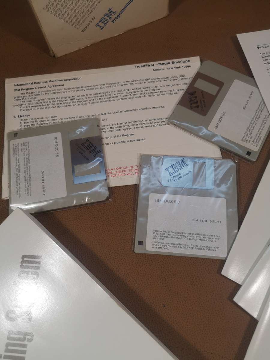 Vintage 1992 DOS 5.0 Disk Operating System Complete in Box IBM 3.5 Inch Diskettes (Still In Plastic)