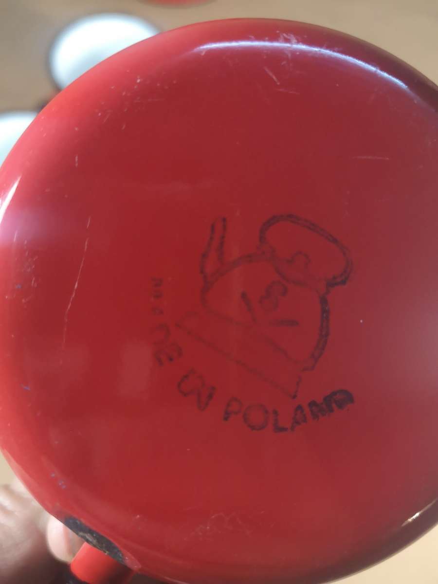 Magnificent Vintage Red 8 Pce Enamel Tea Set - Made in Poland