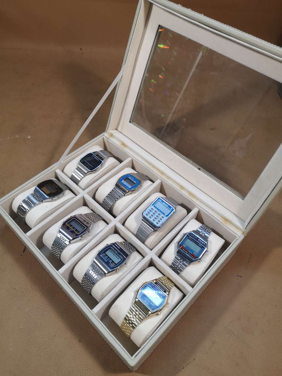 Stunning Gigantic Vintage 1980's Melody Watch Collection in a Display Case