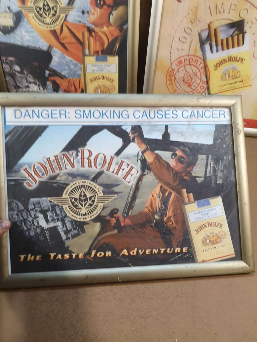 Vintage Framed Collection of John Rolfe Cigarette Advertising Posters