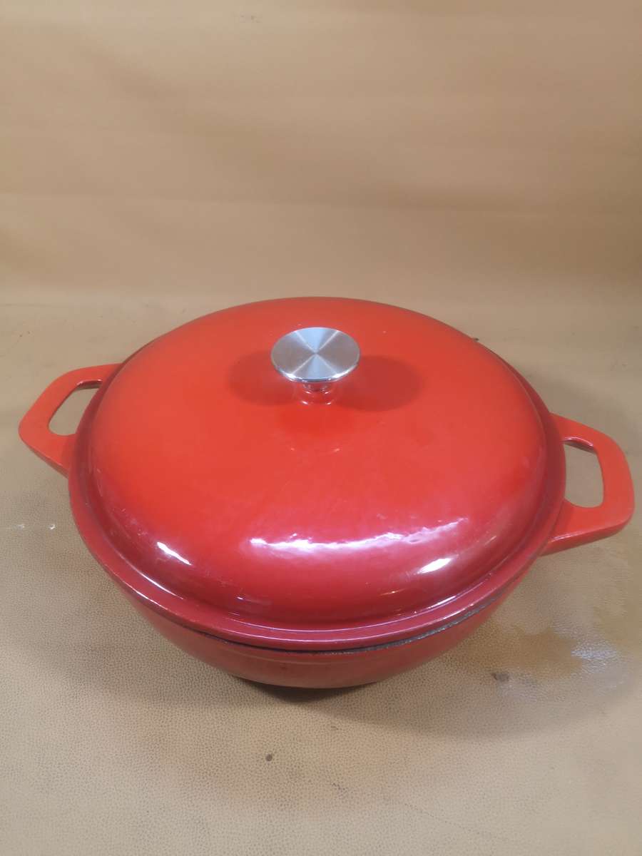Very Large Round Cast Iron Enamel Casserole, 4L