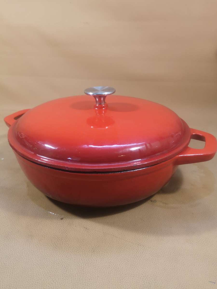 Very Large Round Cast Iron Enamel Casserole, 4L