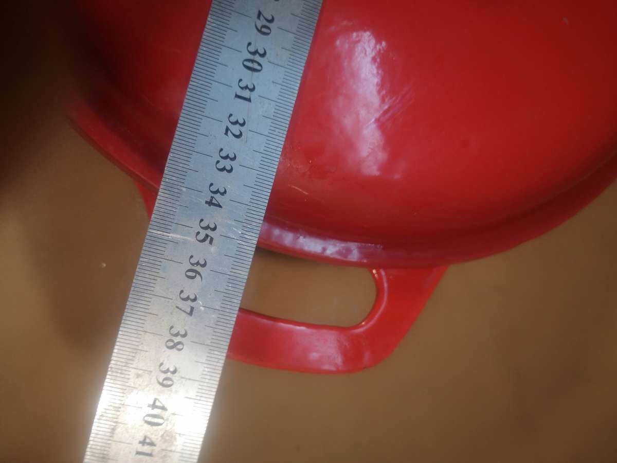 Very Large Round Cast Iron Enamel Casserole, 4L