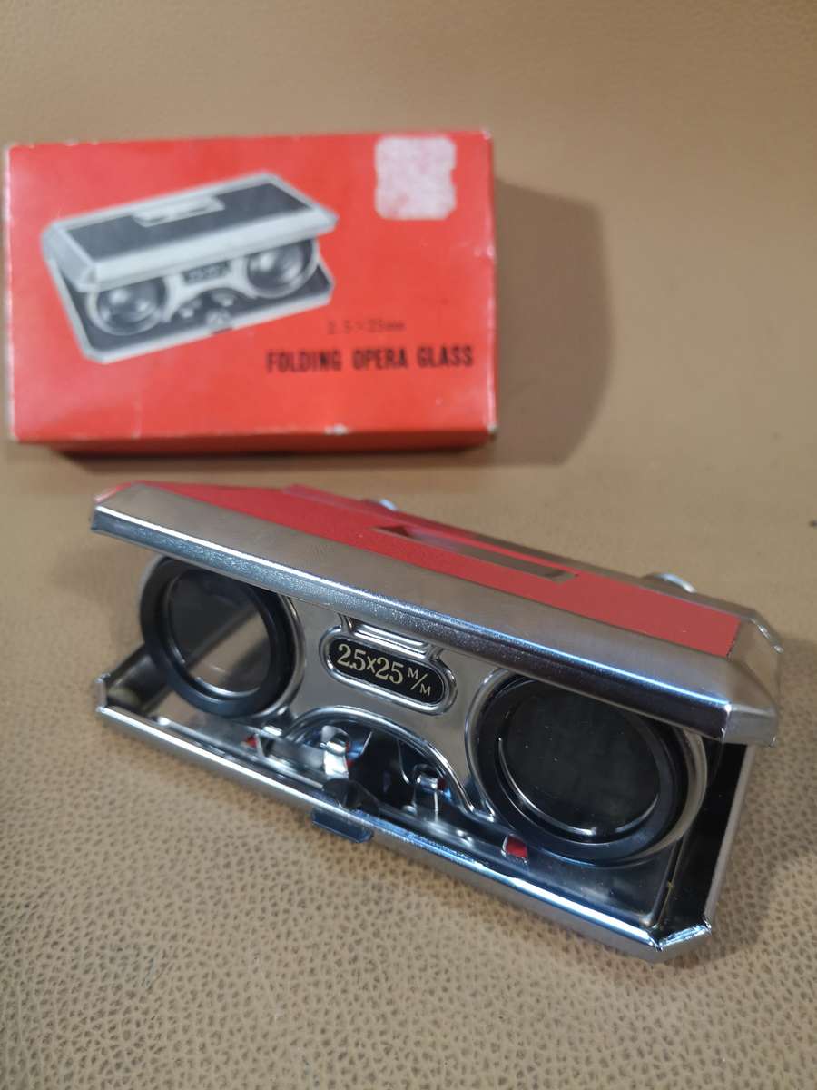 A Pair of Vintage Japanese Folding Opera Glasses with Original Box