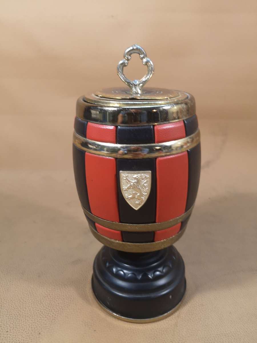 Rare Vintage 1960s Tin Barrel Tabletop Cigarette Holder