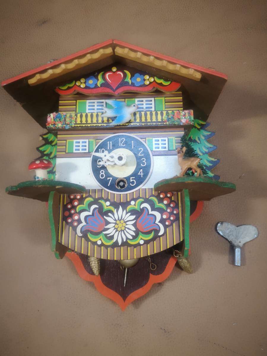 Vintage Handmade Albert Schwab Cuckoo Wind Up Clock Made in Germany