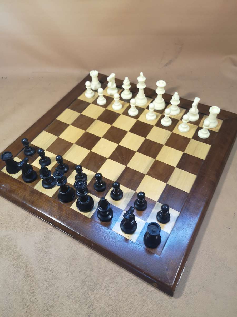 Very Large Beautiful Chess Set with a Handmade Solid Wood Game Board - 470mm