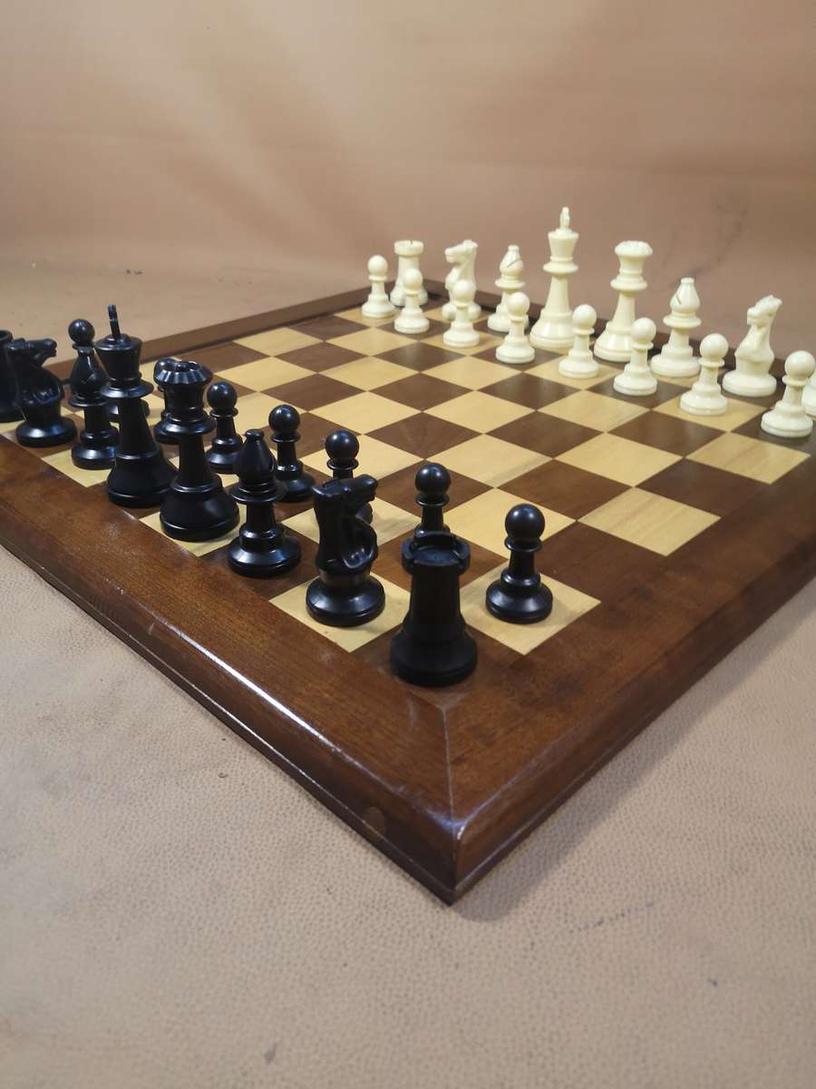 Very Large Beautiful Chess Set with a Handmade Solid Wood Game Board - 470mm