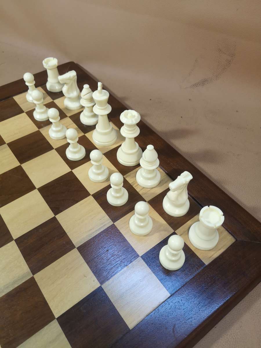 Very Large Beautiful Chess Set with a Handmade Solid Wood Game Board - 470mm