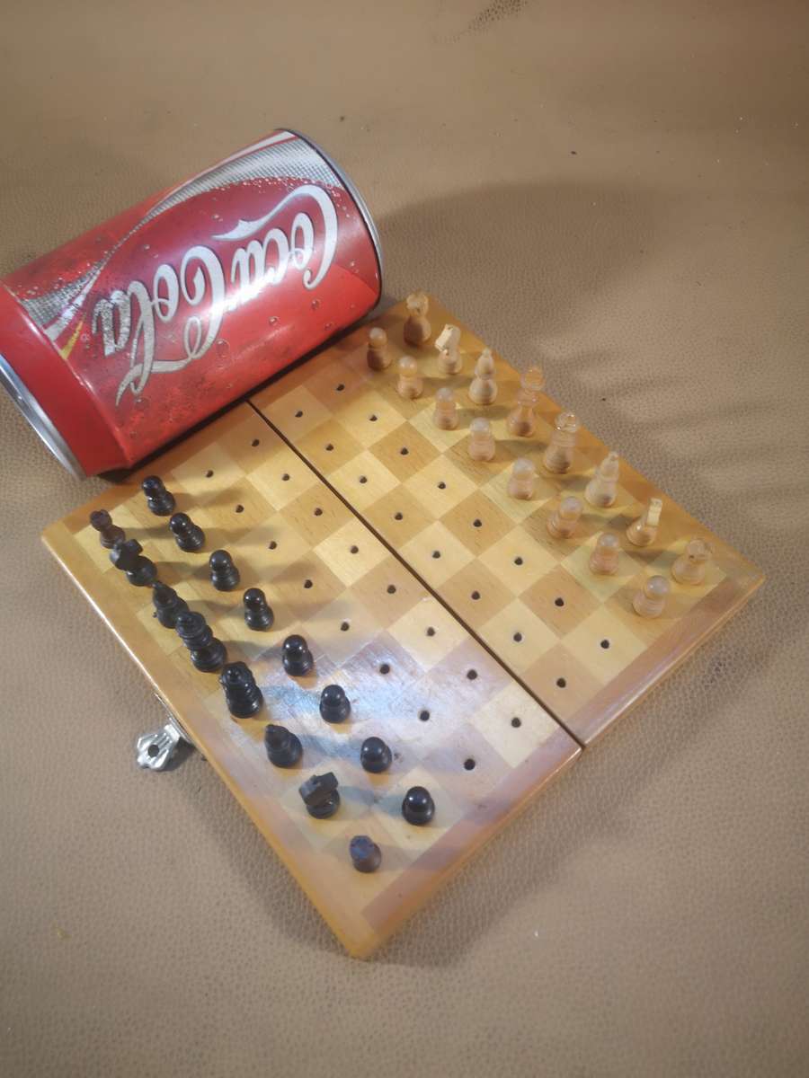 1970's Vintage Wooden German Travelling Chess Set