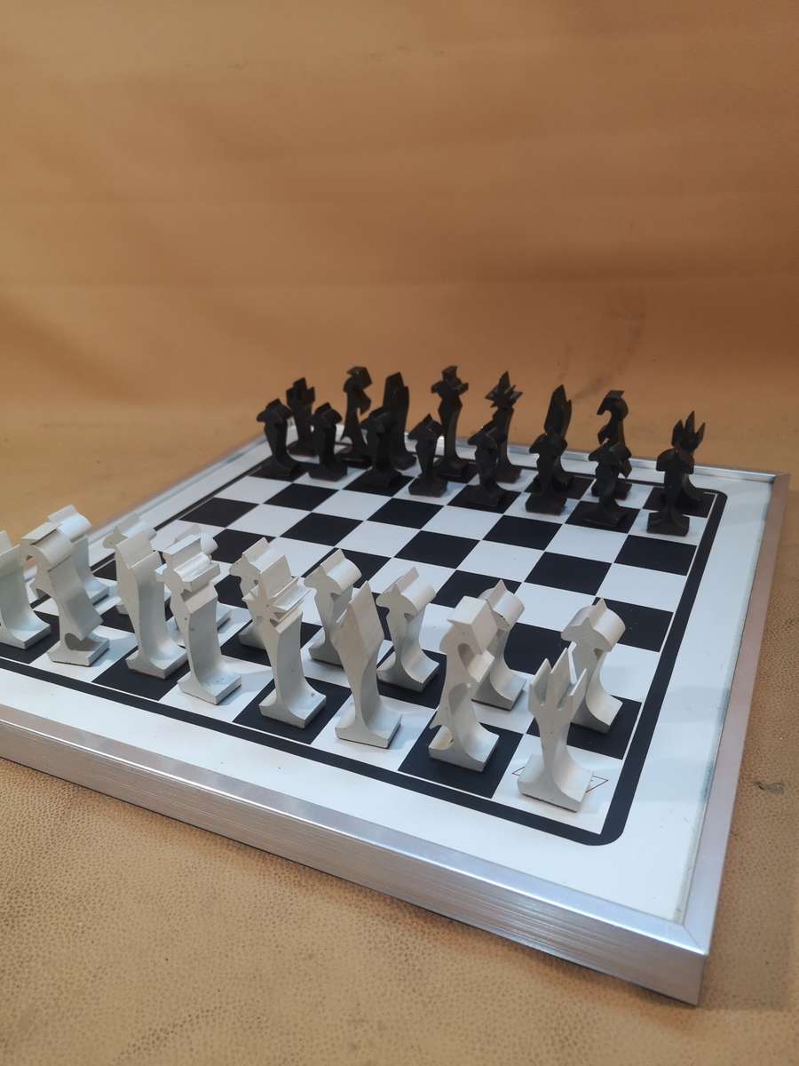 Magnificent Mid-Century Modern Eames Aluminum Chess Set