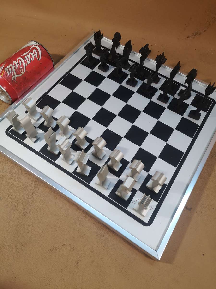 Magnificent Mid-Century Modern Eames Aluminum Chess Set