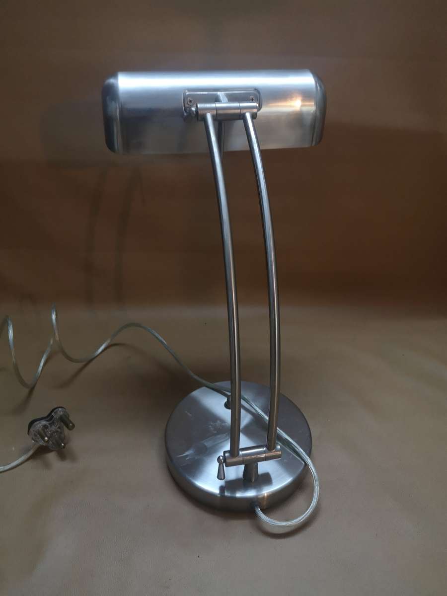 Articulated Stainless Steel Bankers Lamp Working with Dimmer Switch