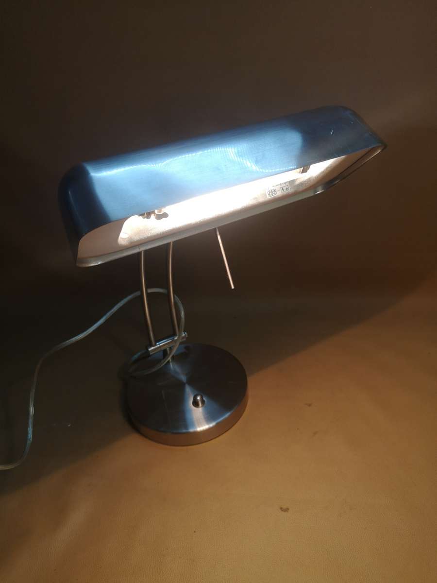 Articulated Stainless Steel Bankers Lamp Working with Dimmer Switch