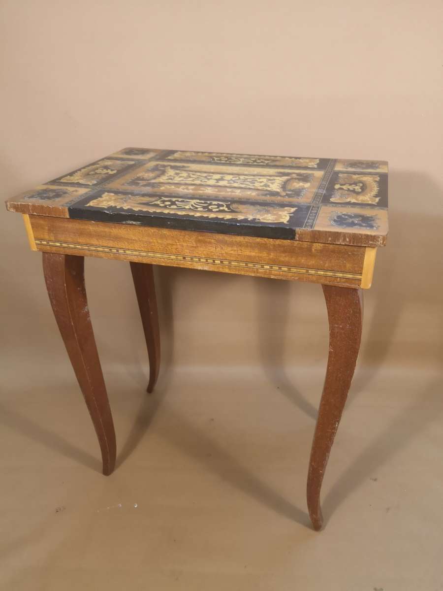 Italian Music Box Side Table with Inlaid Top, 1950s
