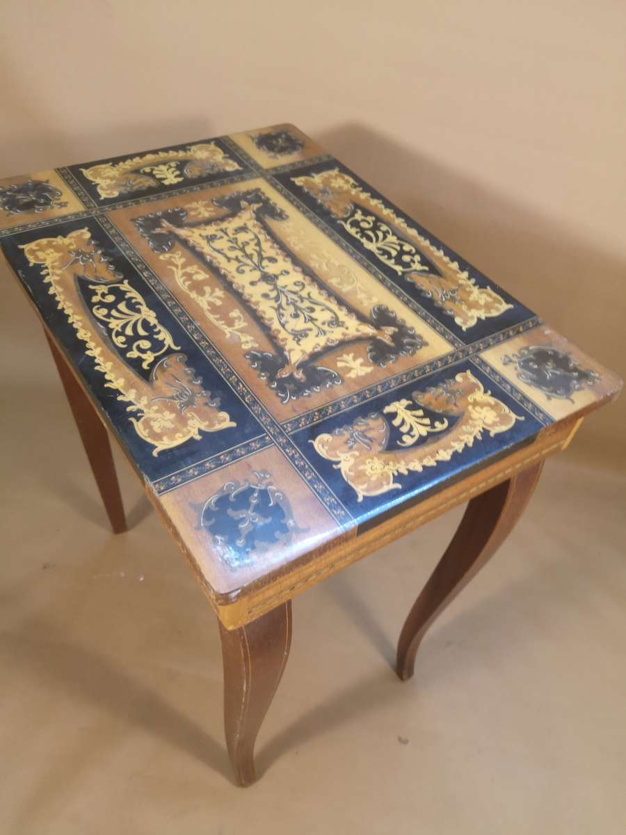 Italian Music Box Side Table with Inlaid Top, 1950s