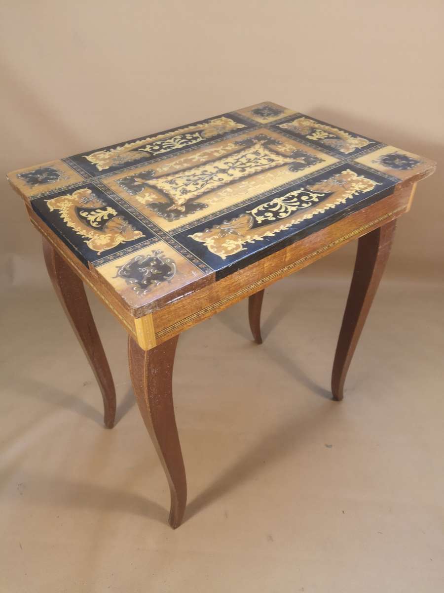 Italian Music Box Side Table with Inlaid Top, 1950s