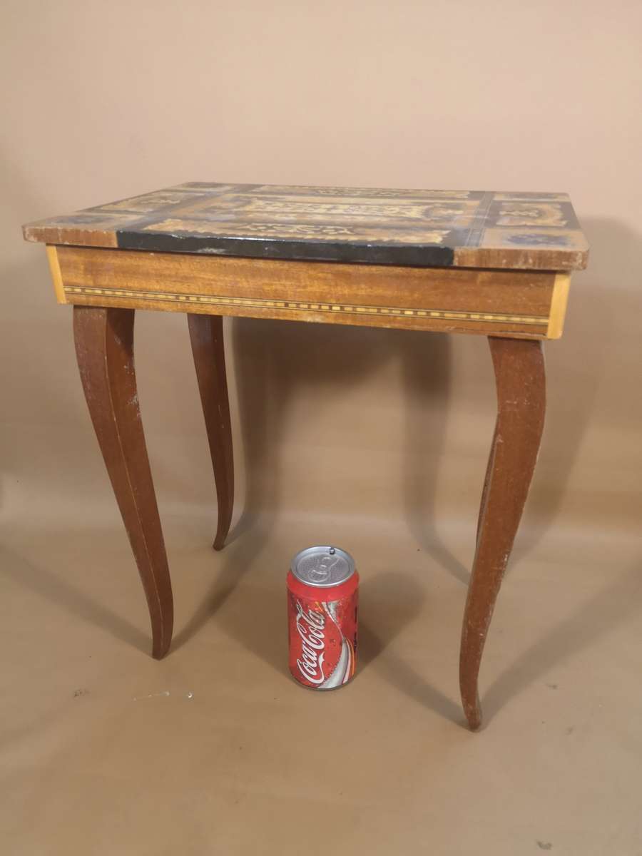 Italian Music Box Side Table with Inlaid Top, 1950s