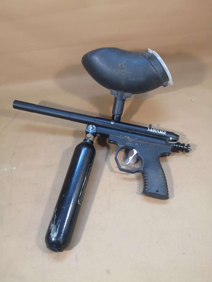Complete Sabotage Paintball Gun with Hopper and Tank