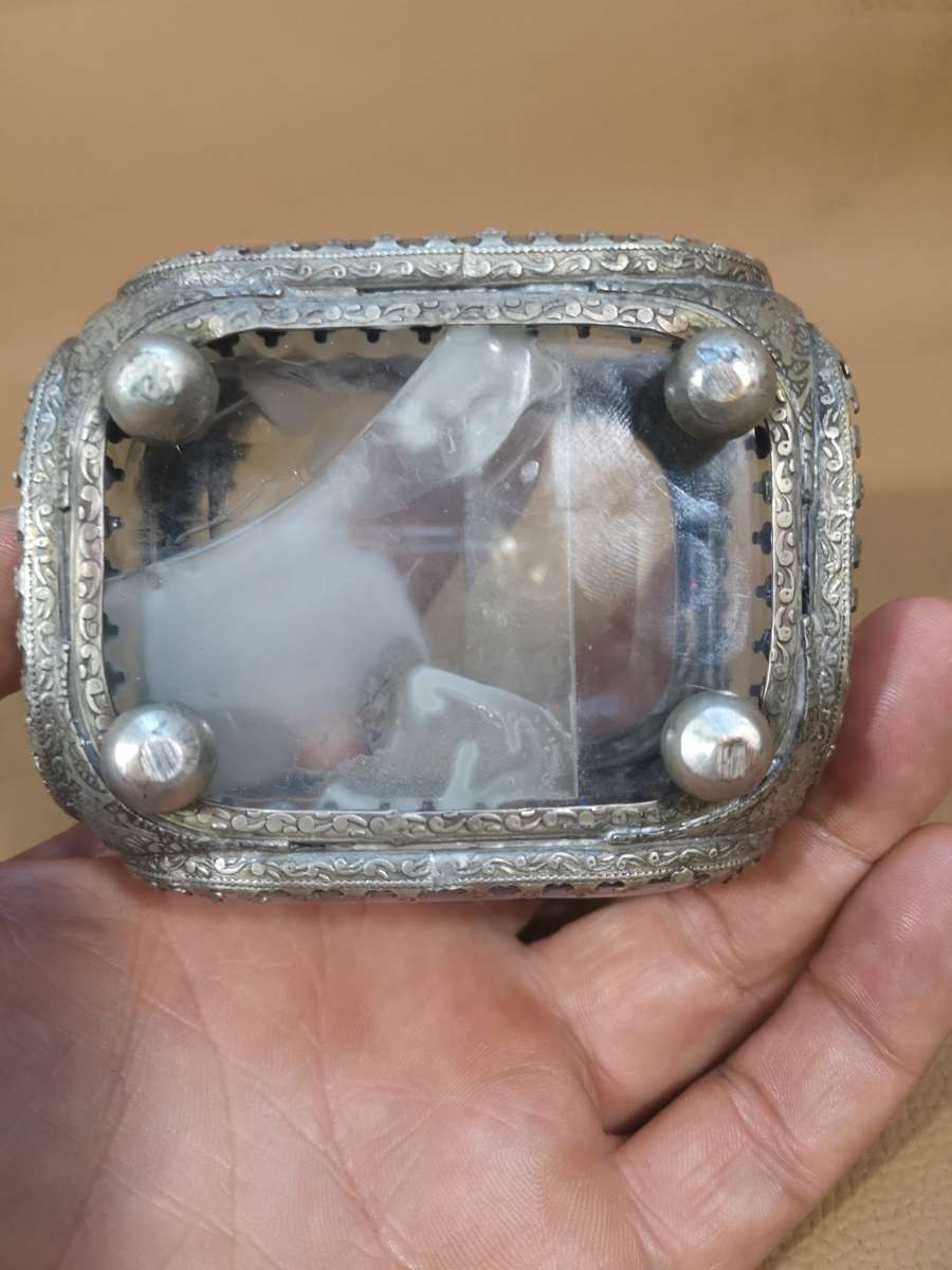Rare Antique French Beveled Glass Ormolu Bijoux Casket