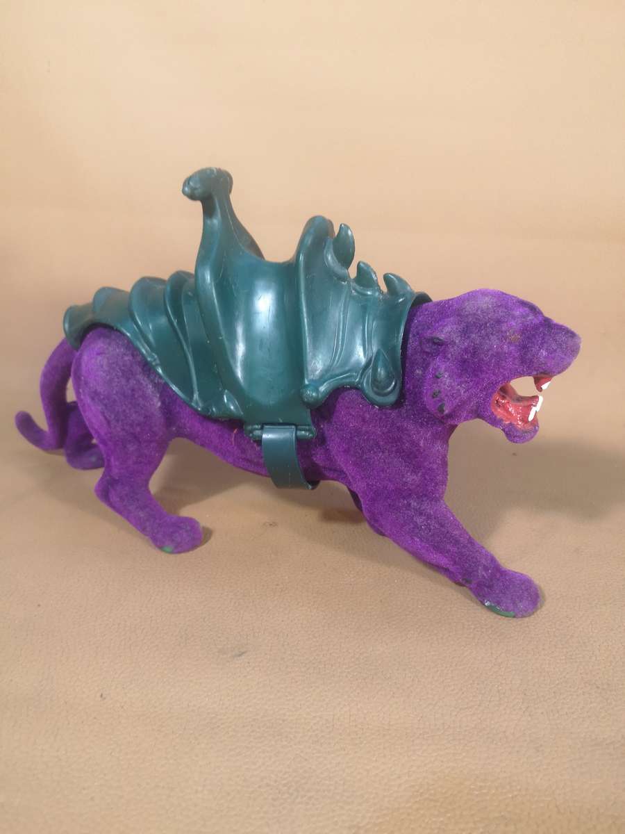 RARE!! HE-MAN 1981 PANTHOR figure + saddle skeletor cat Masters of the Universe MOTU
