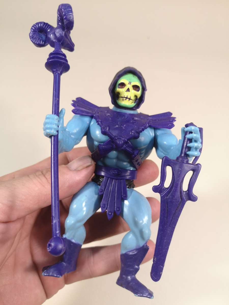 MOTU VINTAGE Complete 1981 TAIWAN SKELETOR HALF BOOT PEACH FACE PURPLE TRUNKS