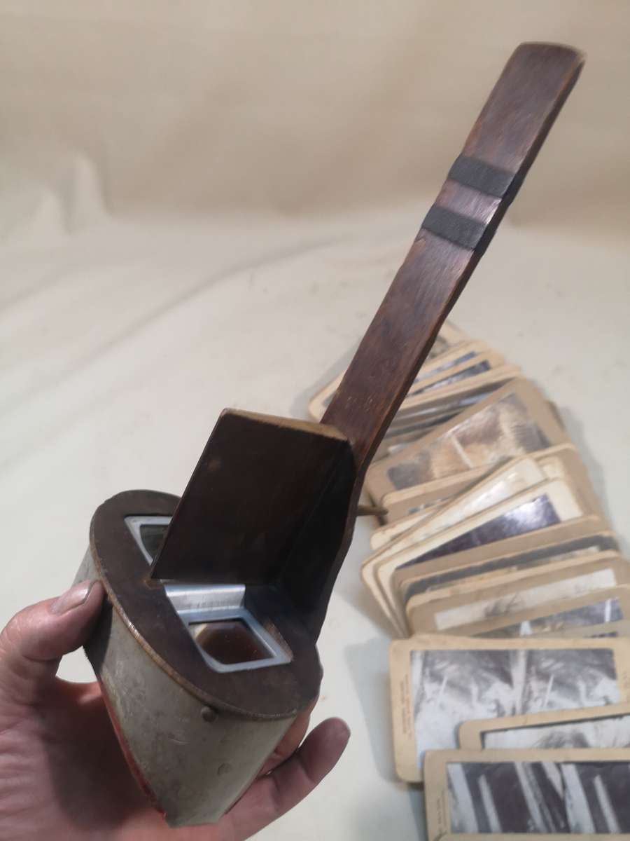 Extremely Rare!!! Antique 1901 Sun Sculpture Stereoscope 3D Viewer And 52 Photo Cards
