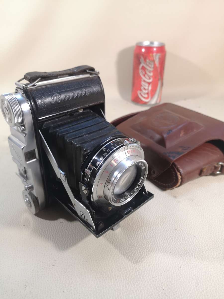 Vtg BALDA Baldinette Bellows Camera f/3.5 50mm Lens West Germany 1950s w/Case