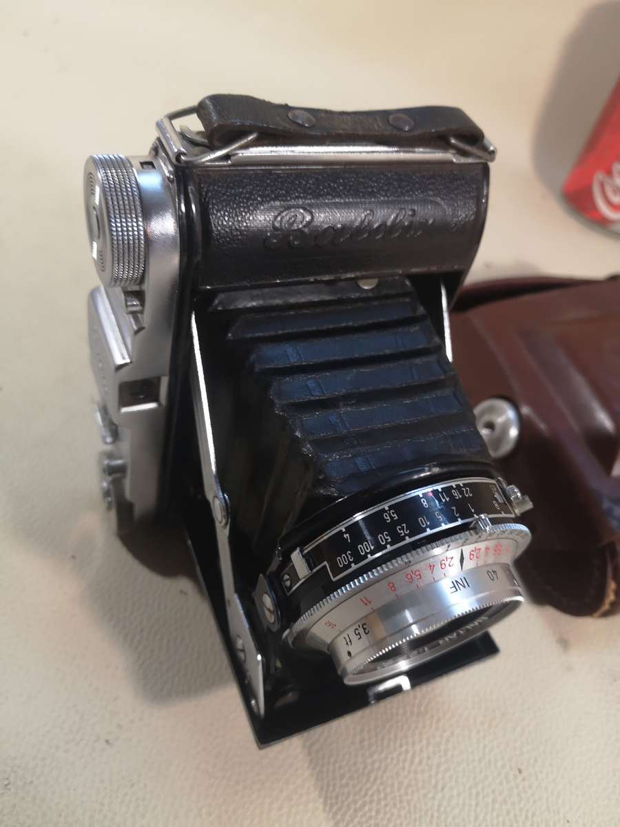 Vtg BALDA Baldinette Bellows Camera f/3.5 50mm Lens West Germany 1950s w/Case