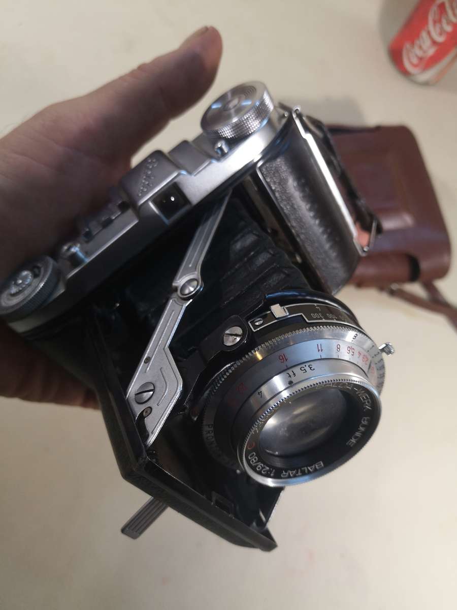Vtg BALDA Baldinette Bellows Camera f/3.5 50mm Lens West Germany 1950s w/Case
