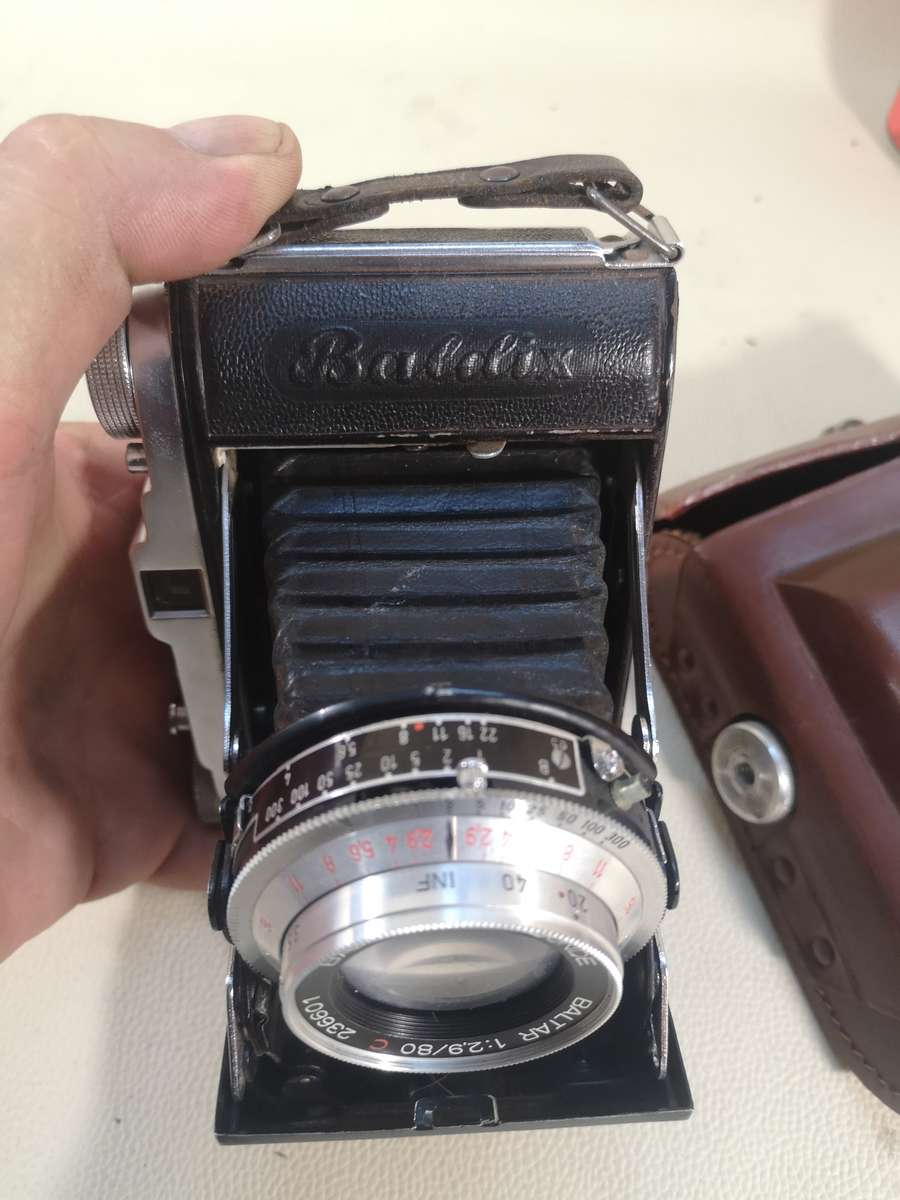 Vtg BALDA Baldinette Bellows Camera f/3.5 50mm Lens West Germany 1950s w/Case