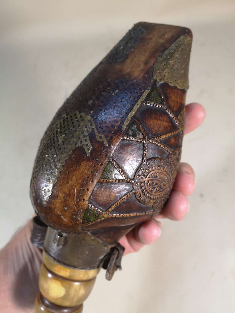 LATE 18TH CENTURY TURKISH, OTTOMAN EMPIRE HEART SHAPED POWDER FLASK