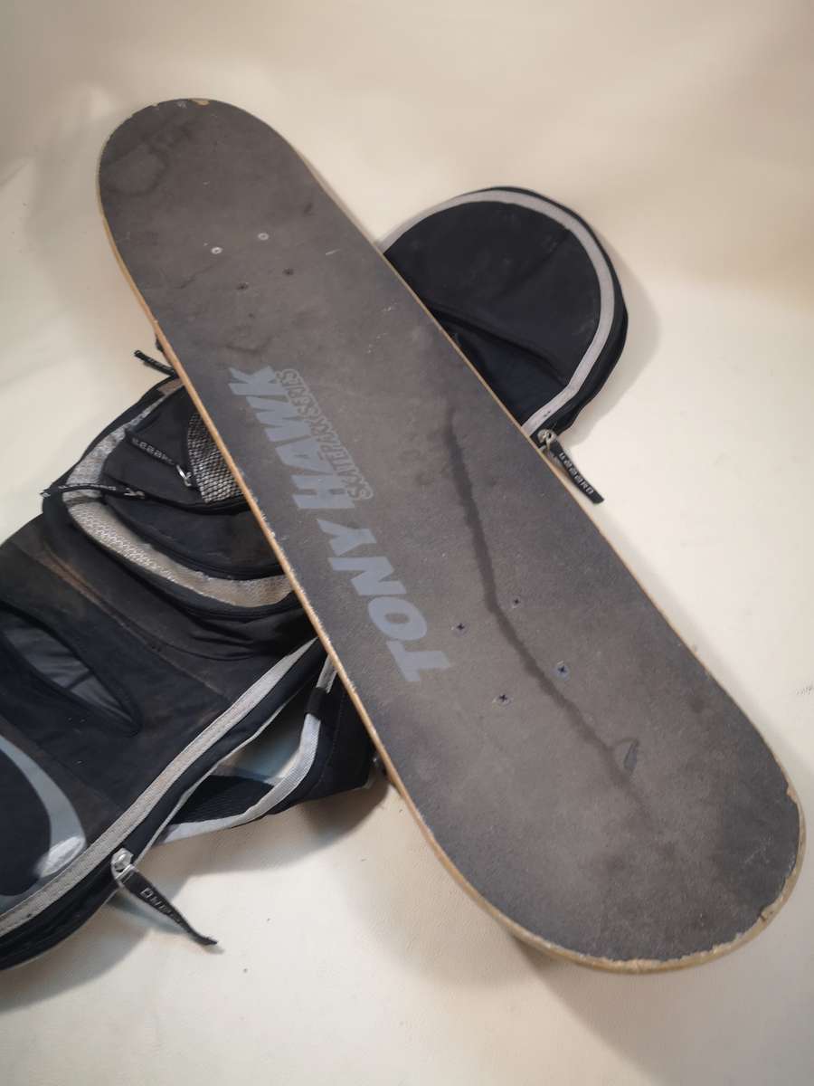 Awesome!! Vintage Tony Hawk Skateboard With Original Lizzard Skateboard Rucksack